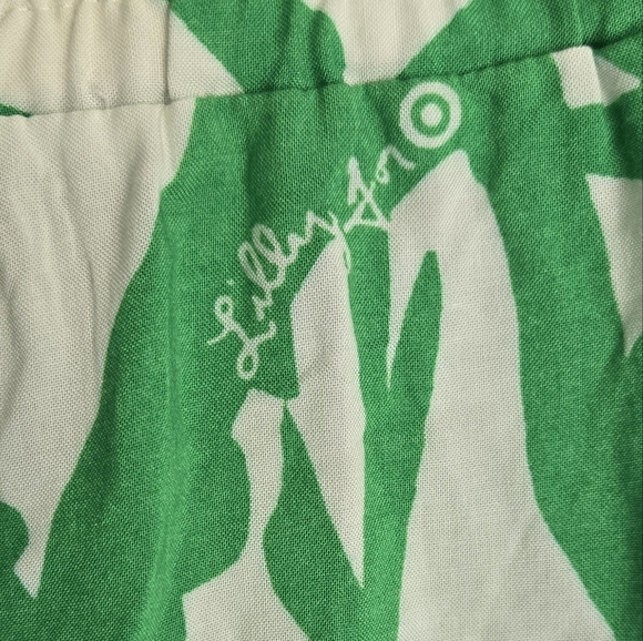 Lmtd Edit Lily Pulitzer Boom Boom Tropical Pallazzo Green and White Flowy Pants - Picture 4 of 6